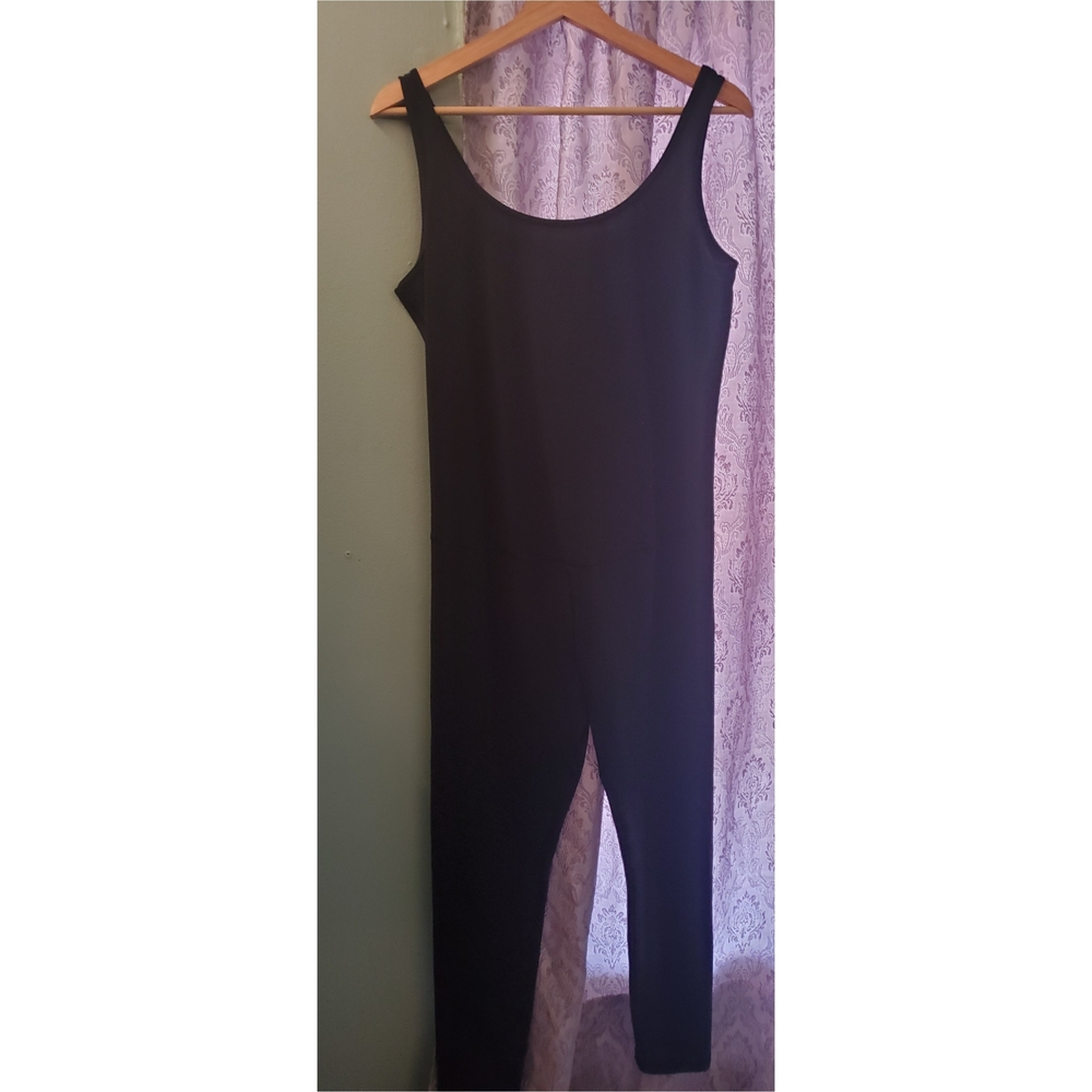 Black Sleeveless Jumpsuit with Front Slit